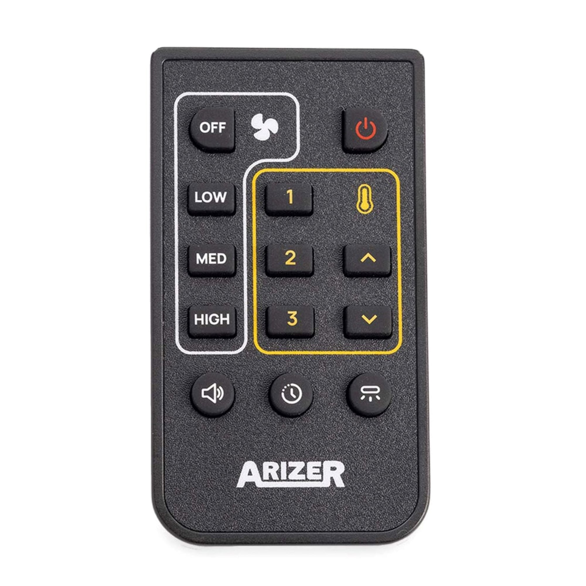 a close up of a remote control on a white background