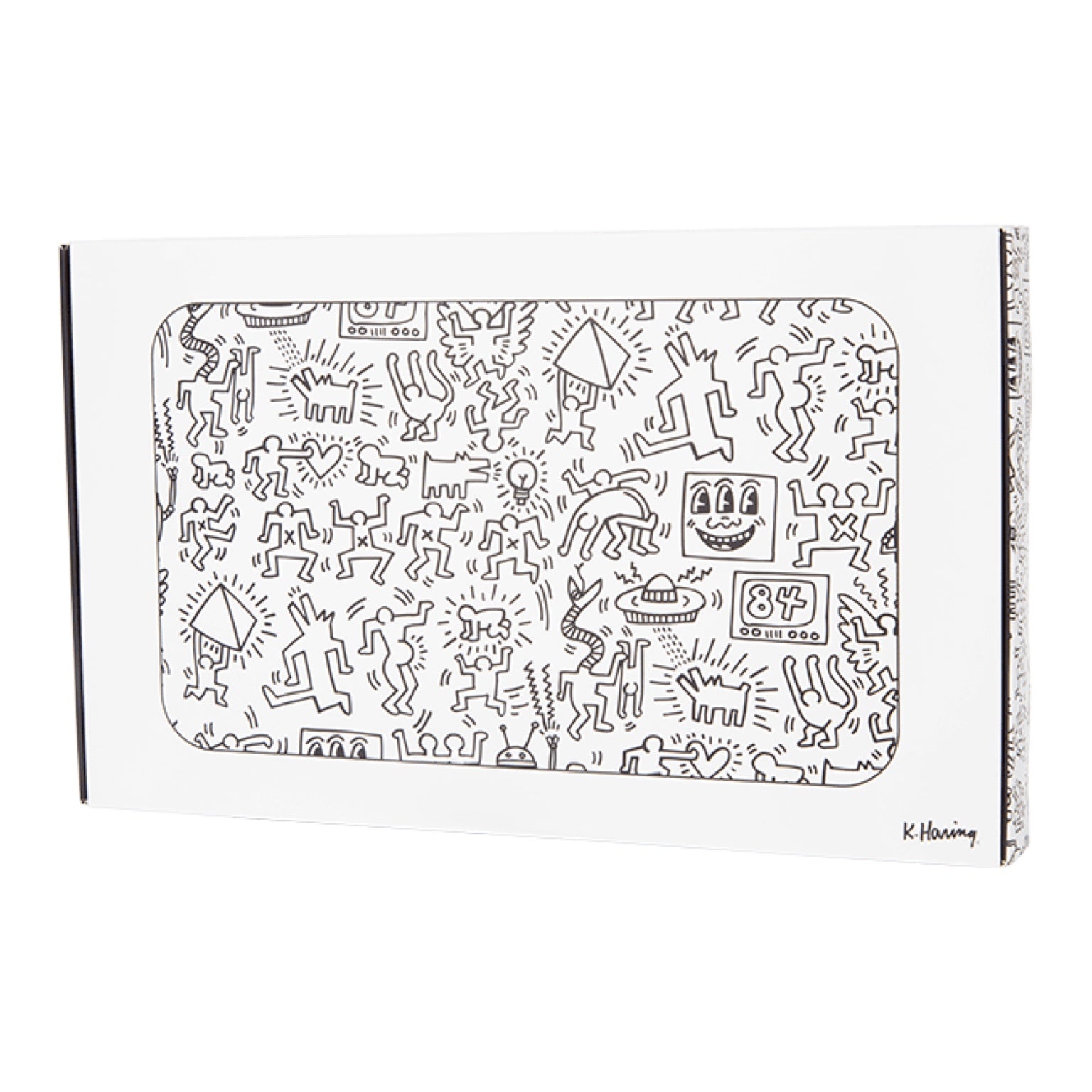 K. Haring Glass Rolling Tray - Black & White