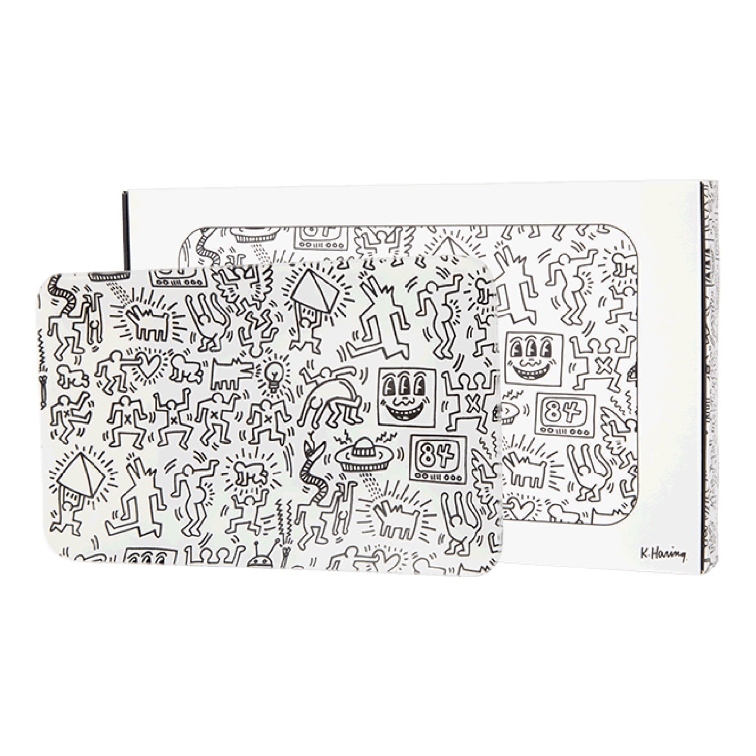 K. Haring Glass Rolling Tray - Black & White