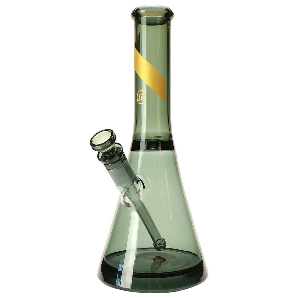 a glass flask filled with a liquid