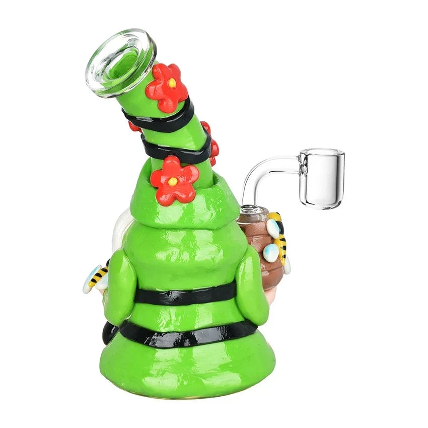 Unbranded 7” Flower Gnome Glass & Enamel Dab Rig – Colors Vary