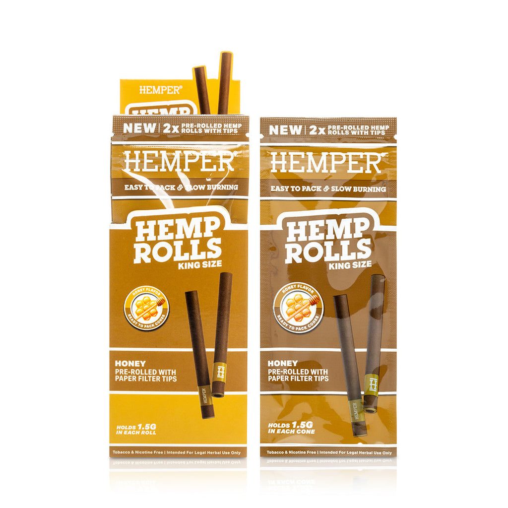 Pre-Rolled King Size Paper Tip Hemp Rolls | 2PK Display