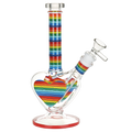 Rainbow Striped Heart Glass Bong