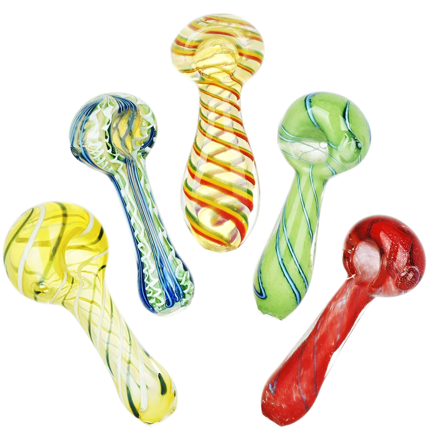 Strident Striped Glass Spoon Pipe | 3.5” | Assorted Colors