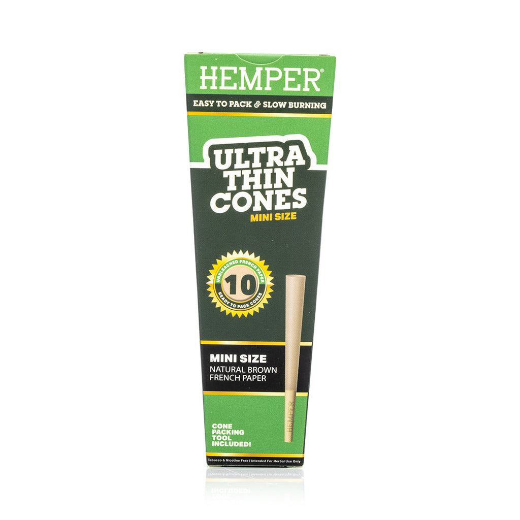 Ultra Thin Pre-Rolled Cones French Unbleached Paper - 10 Pack - Mini Size