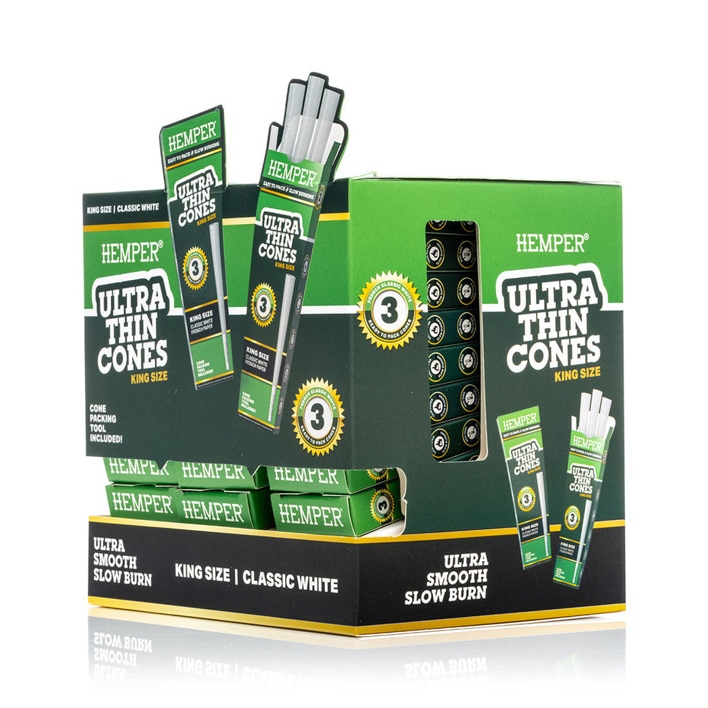 Ultra Thin Pre-Rolled Cones French White Paper - 3 Pack - King Size