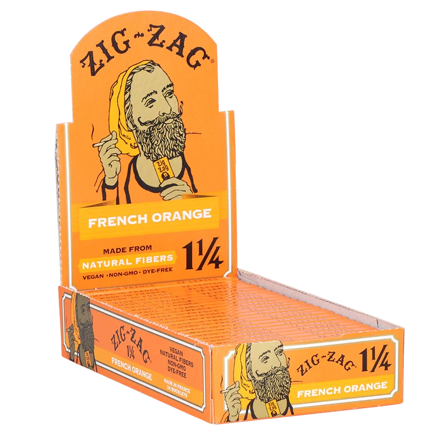Zig Zag Orange 1.25” Rolling Papers | 24pc Display